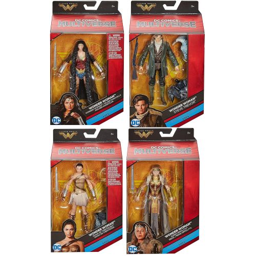  Toy Set 4 Figures DC Comics Multiverse Wonder Woman Caped, Steve Trevor, Queen Hippolyta, Diana of Themyscira Figure, 6