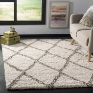 Safavieh Hudson Shag Collection SGH329A Ivory and Grey Square Area Rug (7 Square)