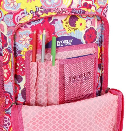  J World New York Sunny Rolling Backpack, Poppy Pansy, One Size