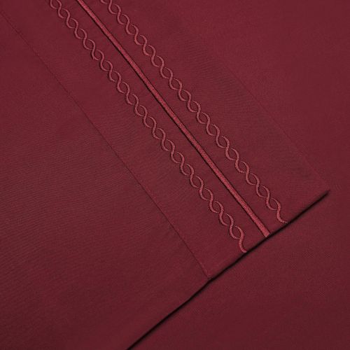  Superior 100% Brushed Microfiber Wrinkle Resistant King Sheet Set, 4-Piece, Burgundy