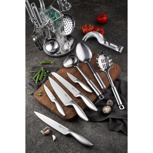  Knife Set, Kitchen Chef Knives - Stone boomer 14 Piece Knife Block Set, Stainless Steel Knife Set, Chef Knife Set, Knives Set, Scissors, Sharpener & Acrylic Stand, Super Sharp, !!!