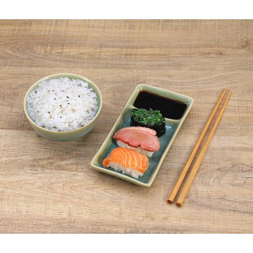  Urban Lifestyle Sushi Set Misaki Tuerkis fuer Zwei Personen, 2 Sushi-Teller, 2 Schalen aus Keramik, 2 Paar Essstaebchen aus Bambus