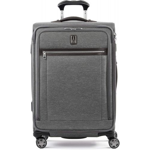  Travelpro Platinum Elite-Softside Expandable Spinner Wheel Luggage, Vintage Grey, Checked-Medium 25-Inch