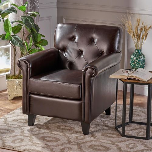  Christopher Knight Home 238597 Veronica Tufted Leather Club Chair, Brown