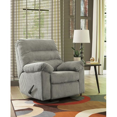  Signature Design by Ashley Ashley Furniture Signature Design - Gosnell Contemporary Rocker Recliner Chair - Manual Reclining - Gray