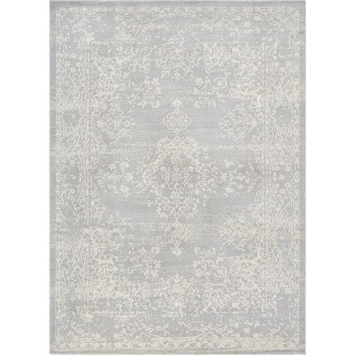  Well Woven Firenze Cannes Modern Vintage Ethnic Medallion Distressed Grey Area Rug 53 x 73