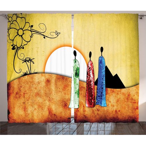  Dining Room Curtains Farm House Decor by Ambesonne, Sunset in Dark Pine Forest Autumn Foggy Scene with Sunbeams Trunks Shadow, Living Room Bedroom Decor, 2 Panel Set, 108 W X 90 L