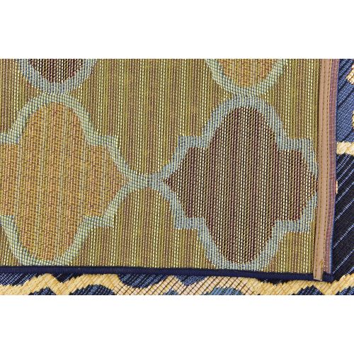  Unique Loom Outdoor Collection Moroccan Lattice Transitional Indoor and Outdoor Blue Area Rug (4 x 6)
