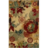 Mohawk Home Strata Geo Floral Pattern Printed Area Rug, 5x8, Tan