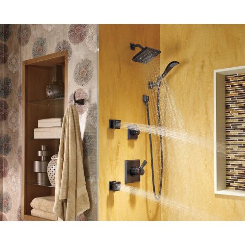  Delta Faucet Dryden 17 Series Dual-Function Shower Trim Kit with Single-Spray Touch-Clean Shower Head, Champagne Bronze T17251-CZ (Valve Not Included)