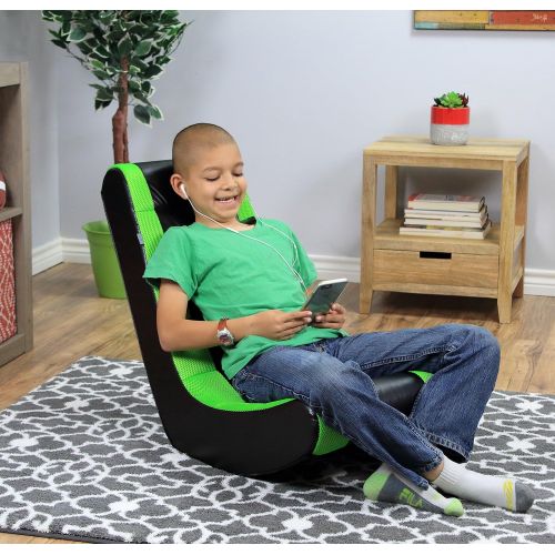  AMA shop (2 Pack) Video Game Rocker Sanford Mesh Racing Stripe Neon Green For Kids,Teens,Adults Boys Or Girls Seat Vinyl For Games,Tv Room 17W x 15.5D x 39H in.