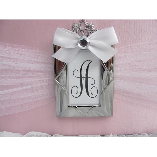  So Zoey Boutique Princess Bed Canopy Crown Valance French Paris Light Pink Gray Silver Upholstered Personalized monogram with tiara and rhinestone
