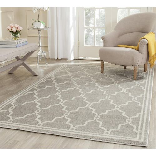  Safavieh Amherst Collection AMT414B Light Grey and Ivory Indoor/ Outdoor Area Rug, 3 feet by 5 feet (3 x 5)