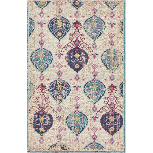  Well Woven FI-52-3 Firenze Peri Modern Vintage Ogee Ikat Distressed Multi Accent Rug 2 x 3 Doormat, Multicolor