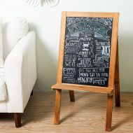 MyGift Freestanding Wood A-Frame Chalkboard Easel, Erasable Chalk Display with Storage Shelf