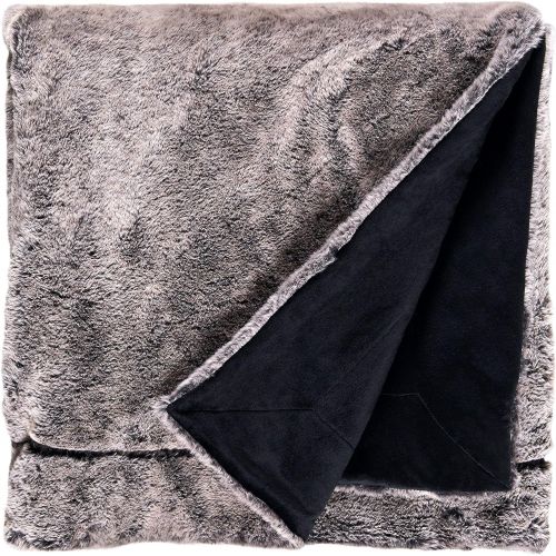  Rivet Faux Fur Throw Blanket, 80 x 60, Black