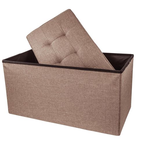  Red Co. Upholstered Folding Storage Ottoman with Padded Seat, 30 x 16 x 16 - Burgundy