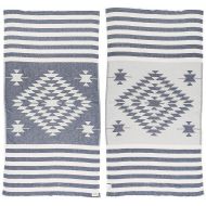 Bersuse 100% Cotton Carmen Dual-Layer Handloom Turkish Towel-37X70 Inches, Dark Blue