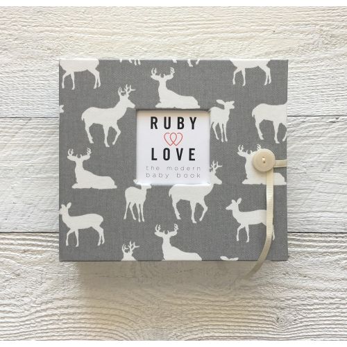  Ruby Love Baby Gray Woodland Silhouette Baby Memory Book - 1st Year Baby Book
