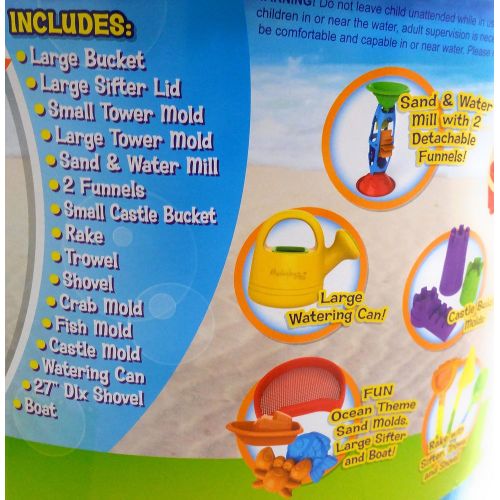  Made For Fun Sand & Water Bucket Playset with Large Shovel 17pcs
