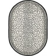 Safavieh Chelsea Collection HK15C Hand-Hooked White and Black Premium Wool Oval Area Rug (46 x 66 Oval)