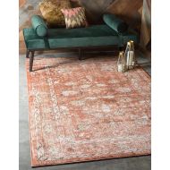 Unique Loom Oslo Collection Distressed Botanical Tradtional Brick Red Area Rug (5 x 8)