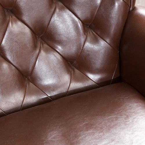  Great Deal Furniture Shafford Brown Tufted Leather Club Chair wRolled Arms and Back