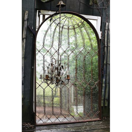  Creative Co-op Arched Mirror with Iron Cage Design