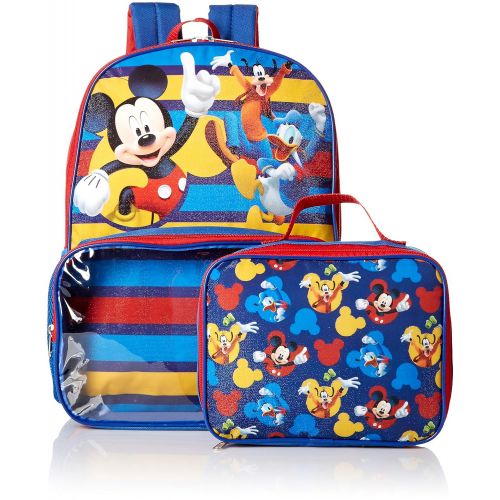 디즈니 Disney Boys Mickey Backpack with Lunch Window Pocket, blue