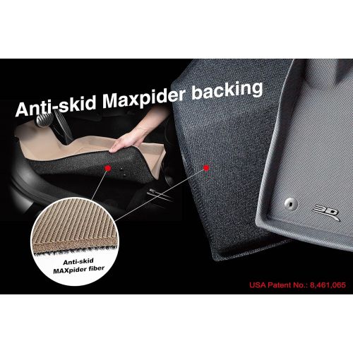  3D MAXpider Complete Set Custom Fit All-Weather Floor Mat for Select Nissan Leaf Models - Kagu Rubber (Black)
