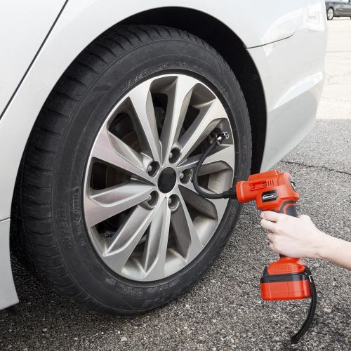  Automatic Cordless Air Compressor Portable Tire Inflator Rechargeable Handheld Emergency PSI/BAR Pump With Needles and Hose for Car Truck RV by Stalwart (18V)