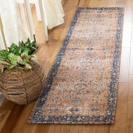 Safavieh CLV305P-4 Classic Vintage Collection Rust and Navy Cotton Area Rug, 4 x 6