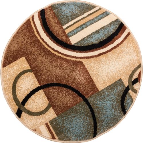  Well Woven Barclay Arcs & Shapes Modern Rug, 710 Round, Light Blue