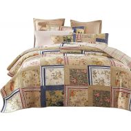 Tache Home Fashion Japanese Emperor Garden Floral Patchwork Quilt Bedspread Set, Twin