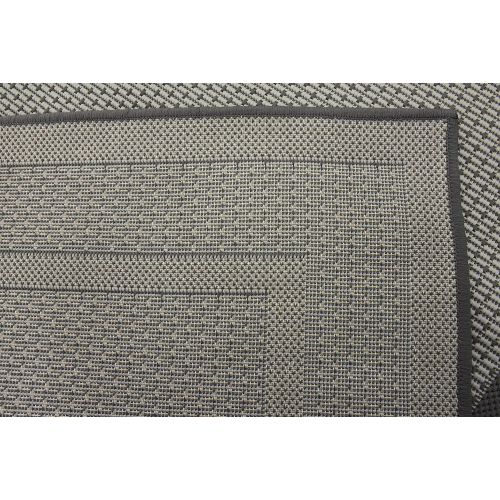  Unique Loom Outdoor Collection Solid Casual Border Indoor and Outdoor Transitional Gray Area Rug (4 x 6)