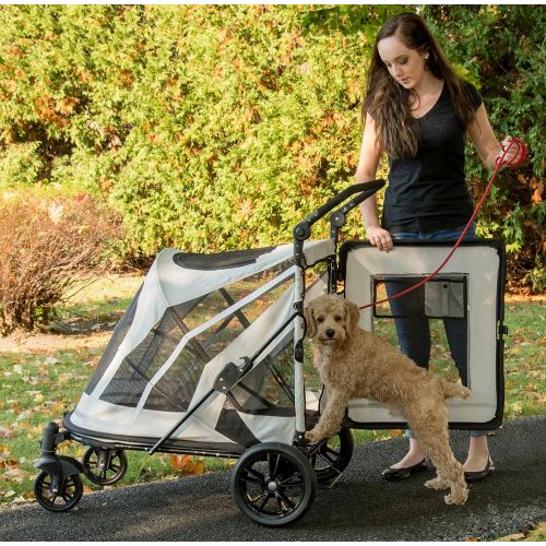  Pet Gear NO-Zip Stroller, Push Button Zipperless Dual Entry, for Single or Multiple DogsCats, Pet Can Easily Walk inOut, No Need to Lift Pet