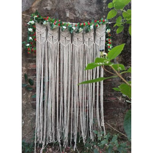 RISEON 33W x 68L Butterfly Macrame Wall Hanging Tapestry- Macrame Door Hanging,Room divider,macrame Curtains,Window Curtain, door curtains, wedding Backdrop BOHO wall decor (withou