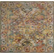 Safavieh Crystal Collection CRS516A Light Blue and Orange Distressed Bohemian Area Rug (7 Square)