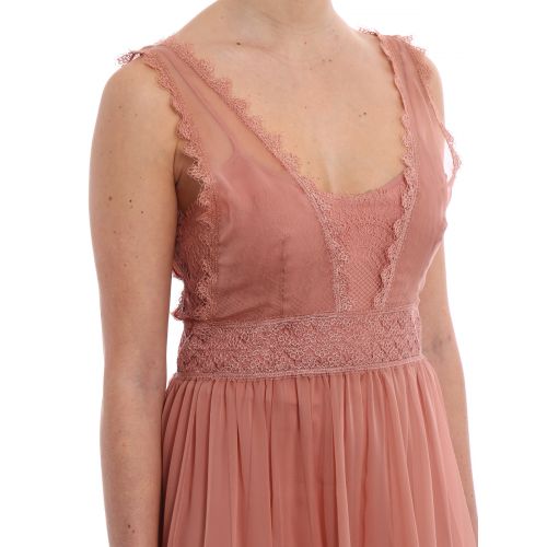  Alberta Ferretti Pink silk and lace sleeveless dress