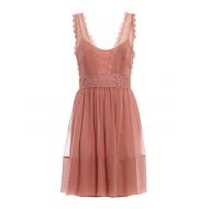 Alberta Ferretti Pink silk and lace sleeveless dress