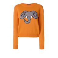 Alberta Ferretti Elephant intarsia orange crewneck