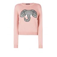 Alberta Ferretti Elephant intarsia pink crewneck