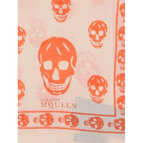  Alexander Mcqueen Silk blend orange Skull print scarf