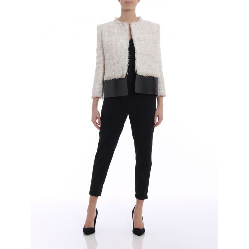  Alexander Mcqueen Tweed and leather frayed jacket