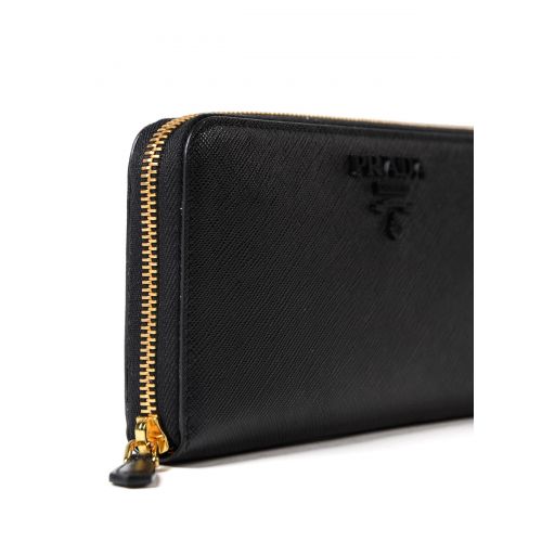 프라다 Prada Black saffiano zip-around wallet