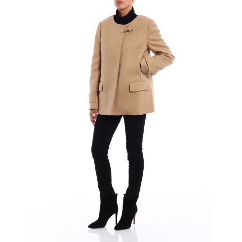  Fay Collarless coat with puffer vest