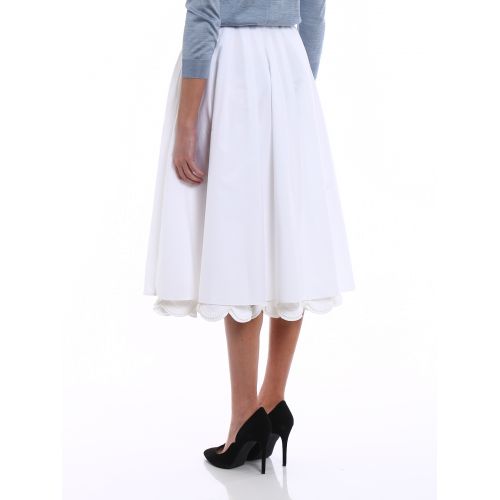 프라다 Prada Cowgirl white poplin midi skirt