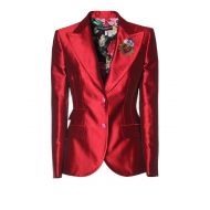 Dolce & Gabbana Patch detailed cotton satin blazer