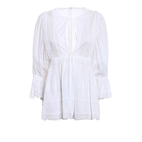  Dolce & Gabbana Lace trim batista cotton blouse
