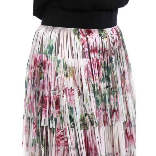  Dolce & Gabbana Roses print fringed flounced skirt